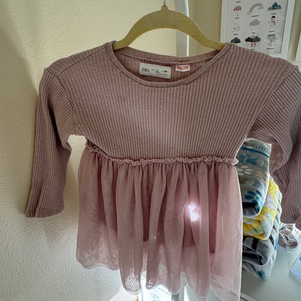 Pink Tulle Long Sleeve Baby Dress - Picture 2 of 7